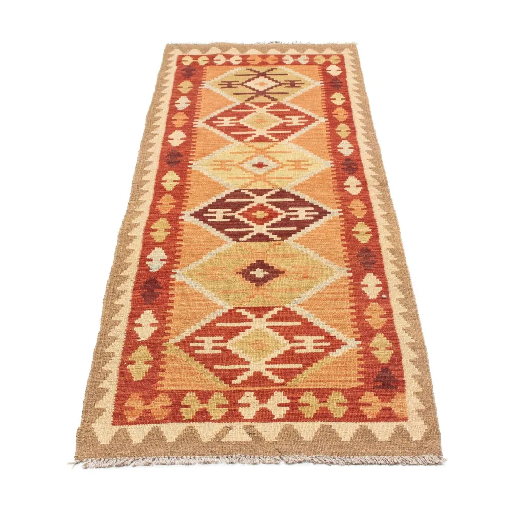 Biegacz Dywan Kelim - Orientalny - 201 x 64 cm - jasnobrązowy