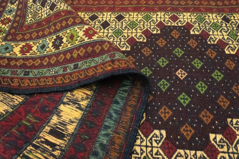 Biegacz Dywan Kelim - Orientalny - 202 x 84 cm - niebieski