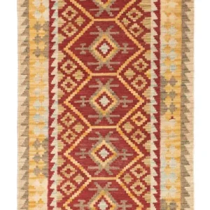 Biegacz Dywan Kelim - Orientalny - 203 x 71 cm - czerwony