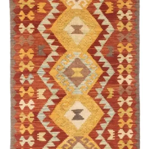 Biegacz Dywan Kelim - Orientalny - 205 x 78 cm - rdza