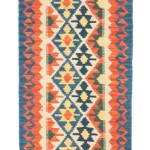 Biegacz Dywan Kelim - Orientalny - 207 x 60 cm - pomarańczowy