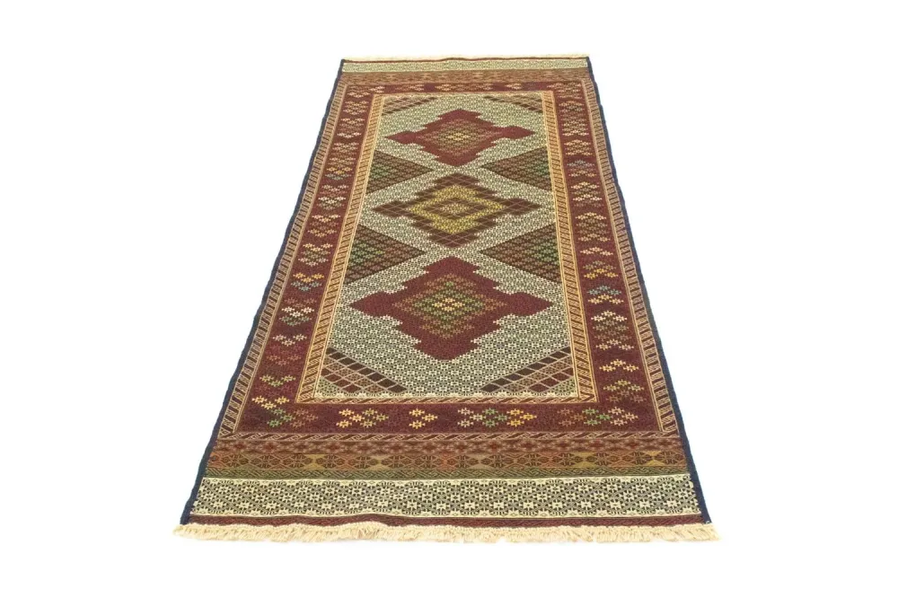 Biegacz Dywan Kelim - Orientalny - 208 x 85 cm - beżowy