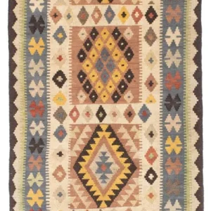 Biegacz Dywan Kelim - Orientalny - 208 x 82 cm - beżowy