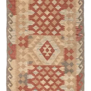 Biegacz Dywan Kelim - Orientalny - 212 x 79 cm - jasnobrązowy