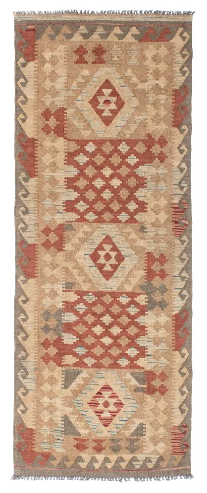 Biegacz Dywan Kelim - Orientalny - 212 x 79 cm - jasnobrązowy