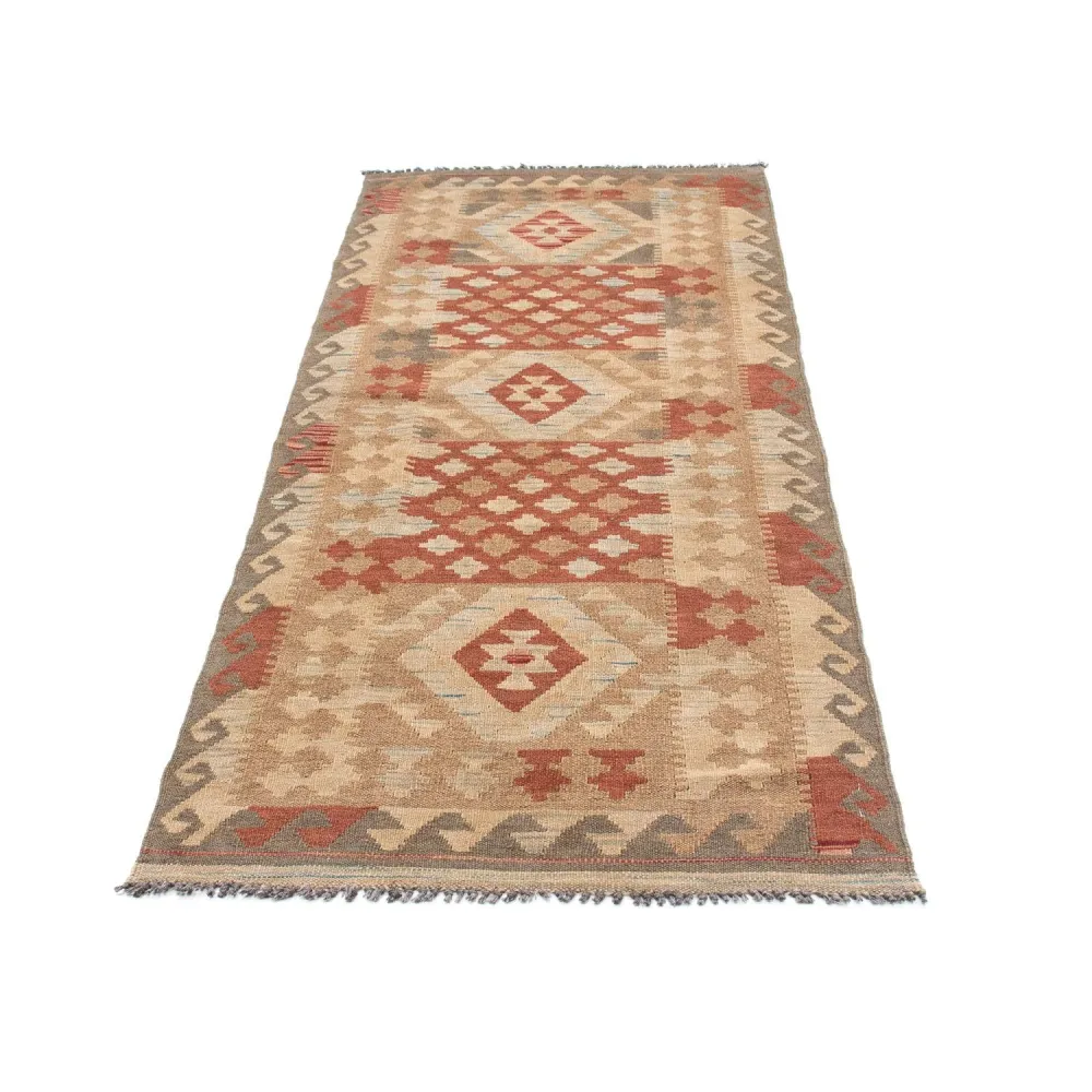 Biegacz Dywan Kelim - Orientalny - 212 x 79 cm - jasnobrązowy