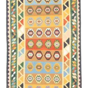Biegacz Dywan Kelim - Orientalny - 256 x 128 cm - kolorowe