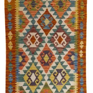 Biegacz Dywan Kelim - Splash - 202 x 86 cm - wielokolorowy