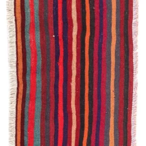 Biegacz Dywan Kelim - Stary - 105 x 45 cm - wielokolorowy