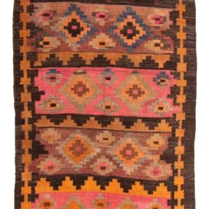 Biegacz Dywan Kelim - Stary - 260 x 120 cm - wielokolorowy