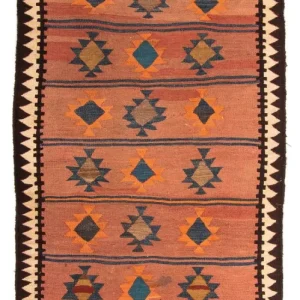 Biegacz Dywan Kelim - Stary - 260 x 140 cm - wielokolorowy