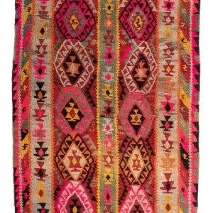 Biegacz Dywan Kelim - Stary - 280 x 112 cm - wielokolorowy