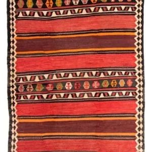 Biegacz Dywan Kelim - Stary - 300 x 145 cm - wielokolorowy