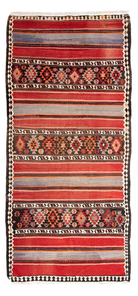 Biegacz Dywan Kelim - Stary - 310 x 140 cm - wielokolorowy