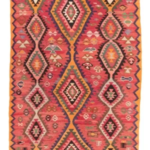 Biegacz Dywan Kelim - Stary - 310 x 165 cm - wielokolorowy