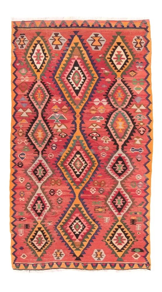 Biegacz Dywan Kelim - Stary - 310 x 165 cm - wielokolorowy