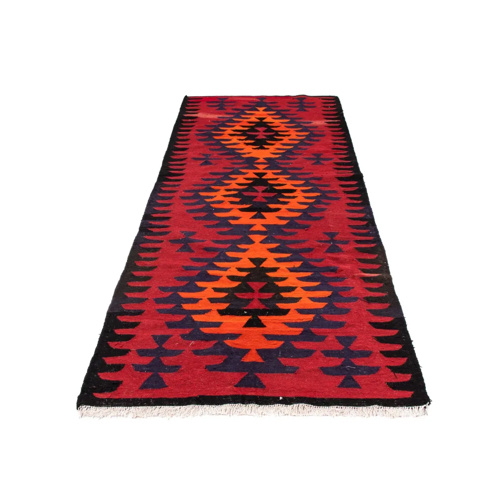 Biegacz Dywan Kelim - Stary - 320 x 120 cm - wielokolorowy