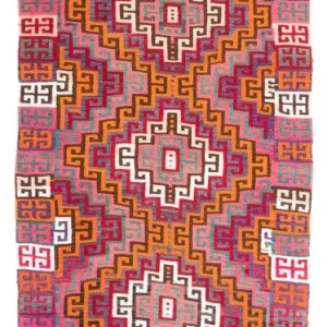 Biegacz Dywan Kelim - Stary - 320 x 135 cm - wielokolorowy