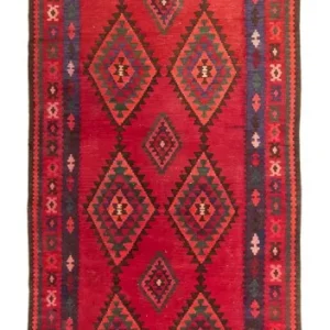 Biegacz Dywan Kelim - Stary - 325 x 118 cm - wielokolorowy
