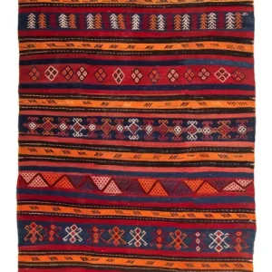 Biegacz Dywan Kelim - Stary - 325 x 130 cm - wielokolorowy