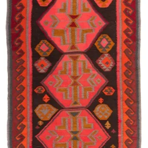 Biegacz Dywan Kelim - Stary - 325 x 140 cm - wielokolorowy