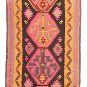 Biegacz Dywan Kelim - Stary - 330 x 150 cm - wielokolorowy