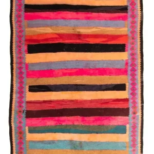 Biegacz Dywan Kelim - Stary - 340 x 140 cm - wielokolorowy