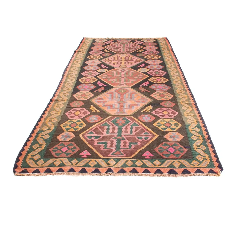 Biegacz Dywan Kelim - Stary - 340 x 150 cm - wielokolorowy