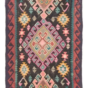 Biegacz Dywan Kelim - Stary - 347 x 150 cm - wielokolorowy