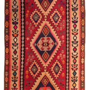 Biegacz Dywan Kelim - Stary - 360 x 170 cm - wielokolorowy