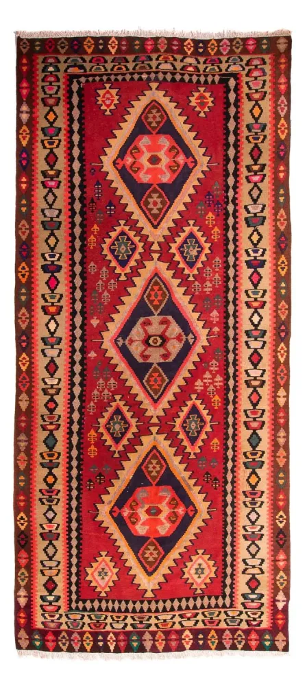 Biegacz Dywan Kelim - Stary - 360 x 170 cm - wielokolorowy