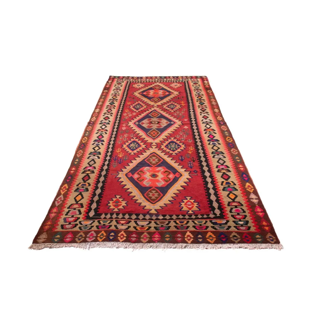 Biegacz Dywan Kelim - Stary - 360 x 170 cm - wielokolorowy