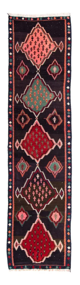 Biegacz Dywan Kelim - Stary - 370 x 100 cm - wielokolorowy