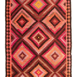 Biegacz Dywan Kelim - Stary - 370 x 140 cm - wielokolorowy