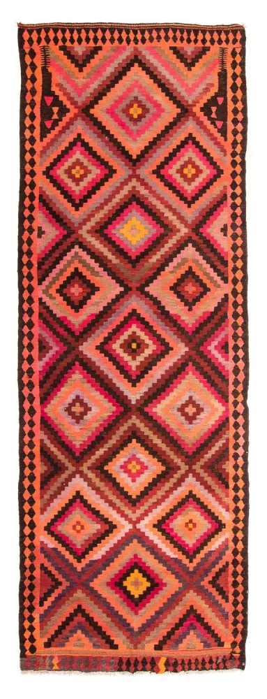 Biegacz Dywan Kelim - Stary - 370 x 140 cm - wielokolorowy