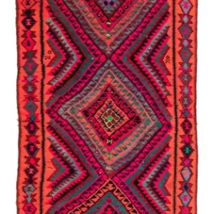 Biegacz Dywan Kelim - Stary - 380 x 120 cm - wielokolorowy