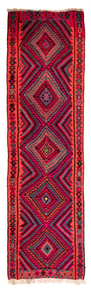 Biegacz Dywan Kelim - Stary - 380 x 120 cm - wielokolorowy
