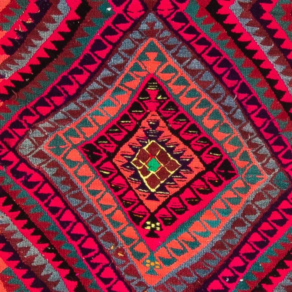 Biegacz Dywan Kelim - Stary - 380 x 120 cm - wielokolorowy