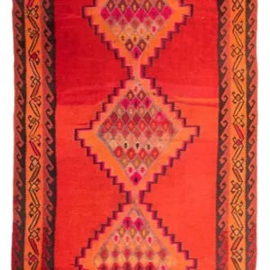 Biegacz Dywan Kelim - Stary - 380 x 180 cm - wielokolorowy