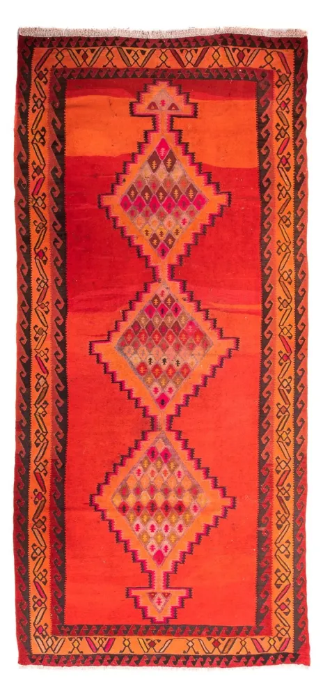 Biegacz Dywan Kelim - Stary - 380 x 180 cm - wielokolorowy