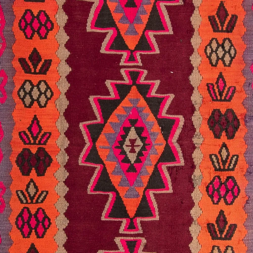 Biegacz Dywan Kelim - Stary - 390 x 141 cm - wielokolorowy