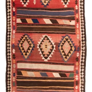 Biegacz Dywan Kelim - Stary - 390 x 170 cm - wielokolorowy