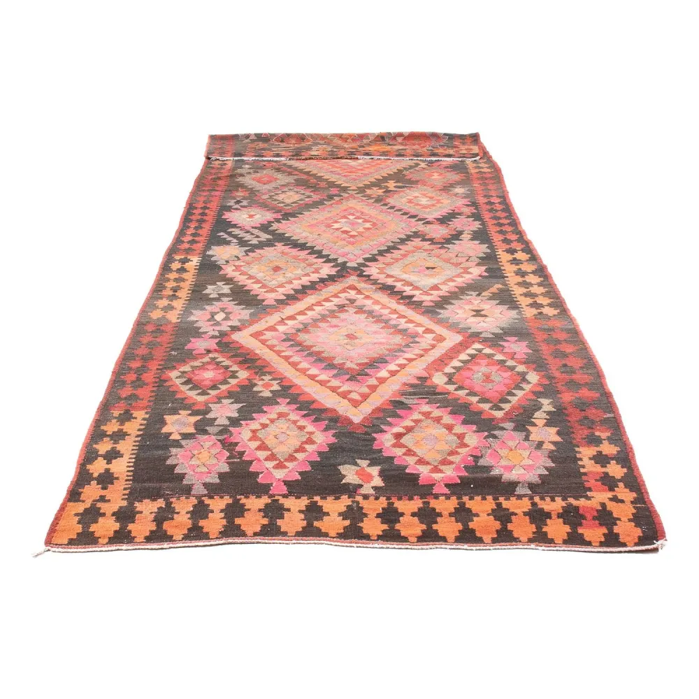 Biegacz Dywan Kelim - Stary - 460 x 143 cm - wielokolorowy