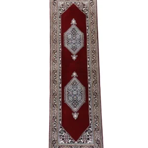 Biegacz Dywan perski - Bijar - 247 x 72 cm - ciemna czerwień