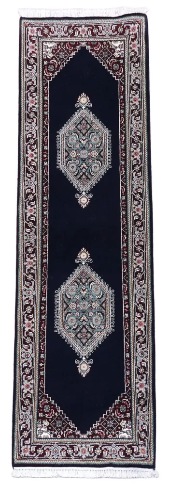Biegacz Dywan perski - Bijar - 253 x 79 cm - ciemnoniebieski
