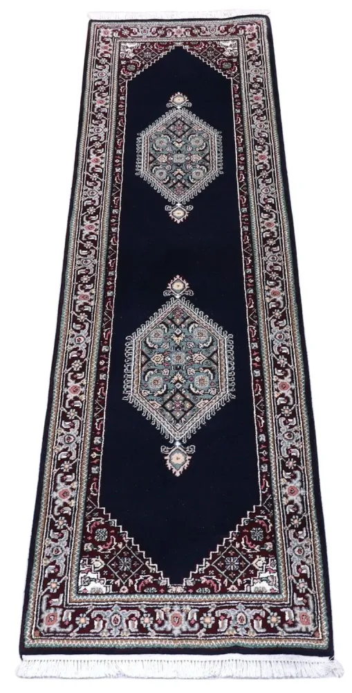Biegacz Dywan perski - Bijar - 253 x 79 cm - ciemnoniebieski