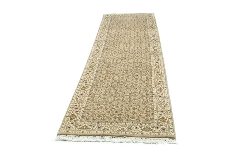 Biegacz Dywan perski - Bijar - 306 x 82 cm - beżowy