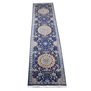 Biegacz Dywan perski - Nain - 340 x 80 cm - niebieski