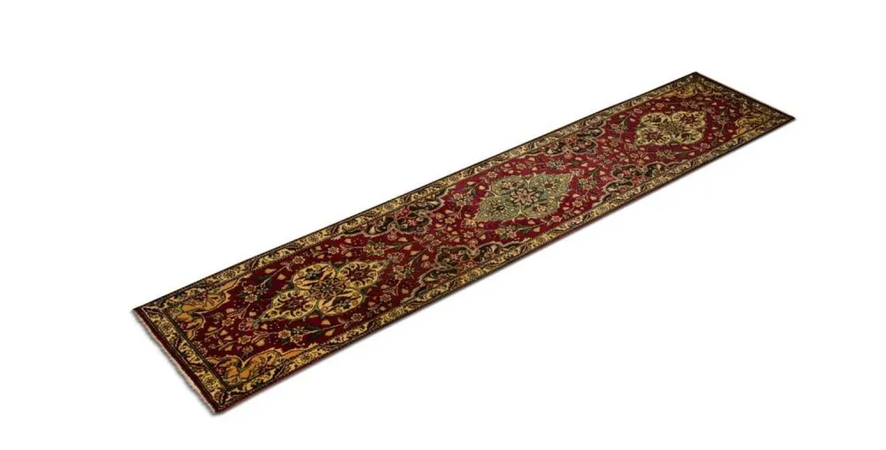 Biegacz Dywan perski - Tabriz - 385 x 73 cm - czerwony