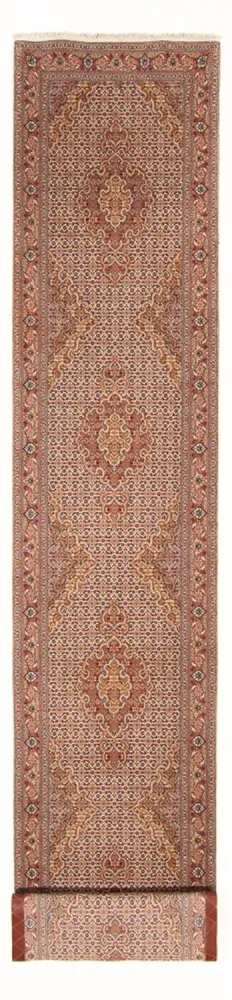 Biegacz Dywan perski - Tabriz - Królewski - 407 x 78 cm - beżowy